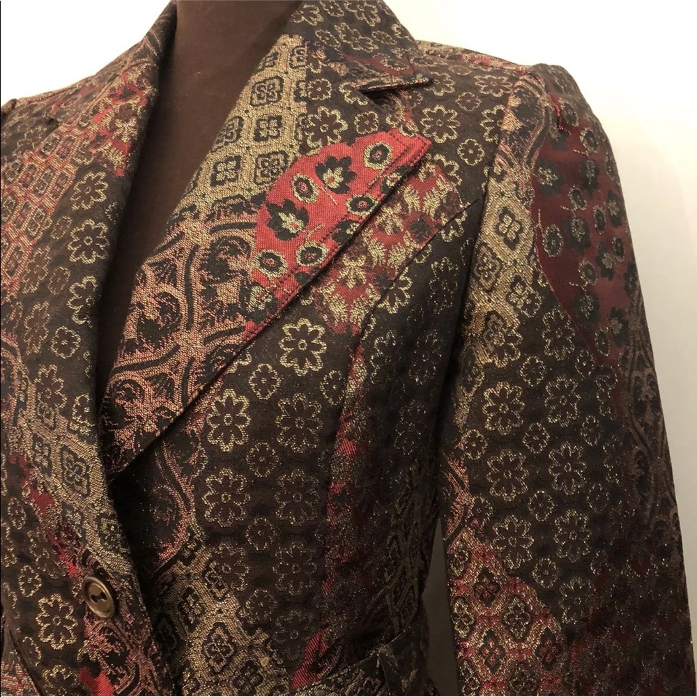 NEW CACHE Brown Gold Metallic Jacket/Blazer - Picture 3 of 8